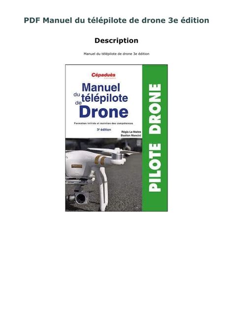 manuel du telepilote de drone  edition en  drone manuel edition