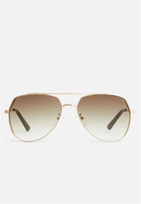 angled aviator sunglasses brown and gold superbalist eyewear