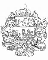 Coloring Adults Cake Birthday Pages Printable Color Topcoloringpages Print Fruits sketch template