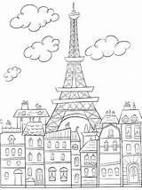 Doodles Eiffel Effel Boyama Sayfalar Yazdırılabilir Renkli Patchwork sketch template