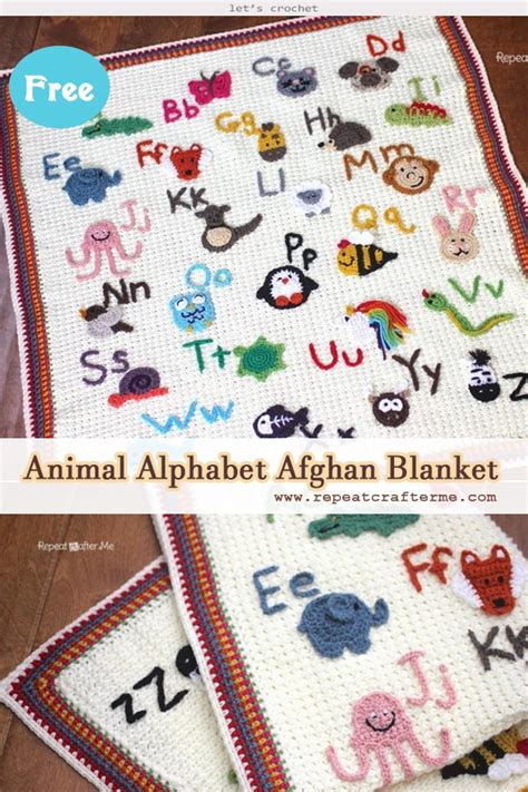 crochet animal alphabet afghan blanket  pattern