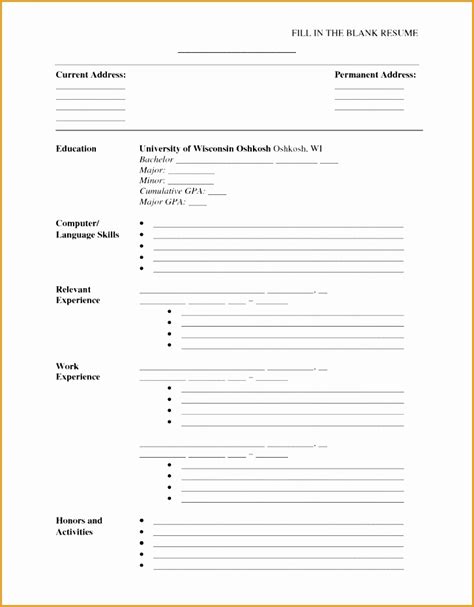 blank resume forms  fill   samples examples format