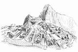 Machu Picchu Vector Peru Landmark Famous Getdrawings Collection sketch template