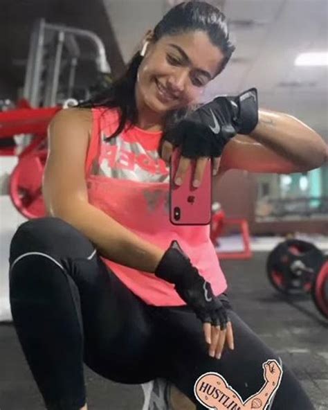 flaunting rashmika her latest pose in gym
