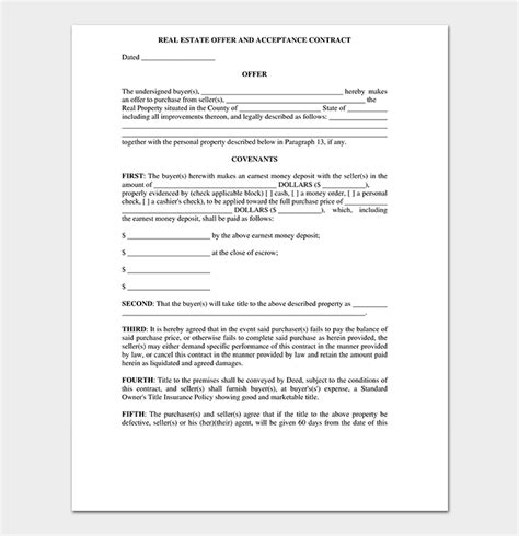 real estate offer letter template  samples examples