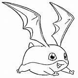 Patamon Digimon sketch template