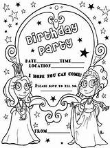 Coloring Invitations Pages Kids Invitation Party Birthday Valentine sketch template