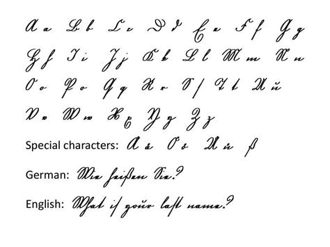 German Cursive Handwriting Fonts Lettering Alphabet