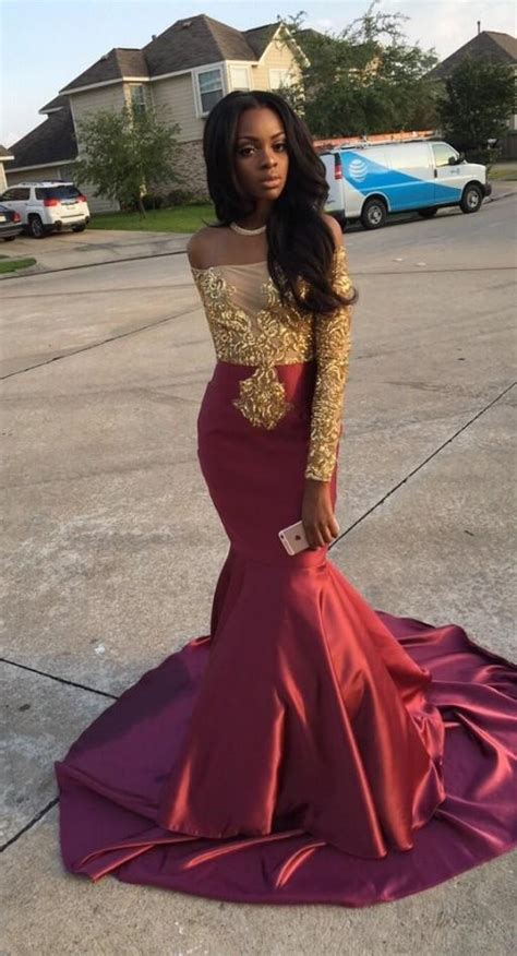 Charming African Style Off Shoulder Prom Dress 2017 Gold And Burgundy