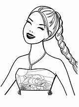 Barbie Coloring Pages Braid Beautiful Girls sketch template