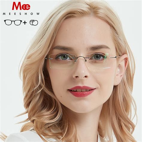 Meeshow Titanium Prescription Glasses Women Glassles Frame Rimless
