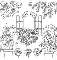 window  garden vector coloring pages coloring books  coloring pages