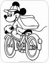 Mickey Mouse Coloring Pages Disneyclips His Misc Activities Bicycle Backpack Riding Funstuff sketch template