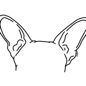 custom pet ear outline drawing dog ear drawing cat ear etsy