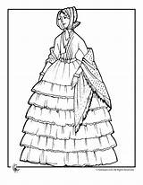 Coloring Victorian Pages Woman Dress Old Colouring Fashioned Print Doll Ruffled Adult Girls Dresses Book Books Women Vintage Victoria Lady sketch template