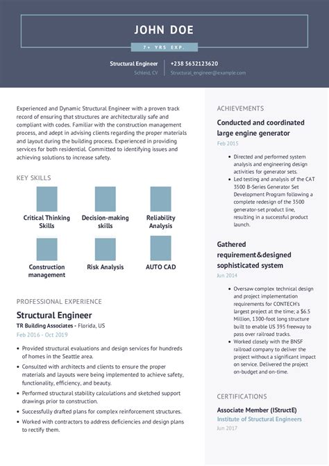 structural engineer resume   content sample craftmycv