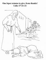 Lepers Jesus Heals Coloring Leper Returns sketch template