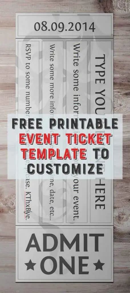 printable event ticket template  customize