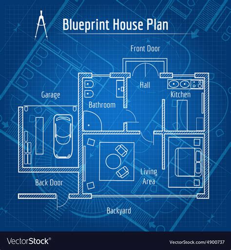 blueprint house plan royalty  vector image