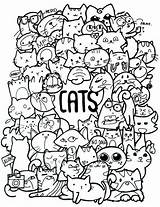 Doodle Cute Coloring Doodles Cat Pages Colouring Drawings Drawing Choose Board Draw Adult sketch template