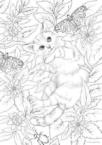 cat flowers favoreads coloring club