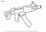 Fortnite Gun Draw Step Drawing Submachine Tutorials Drawingtutorials101 sketch template