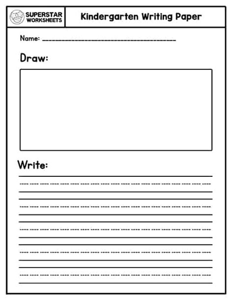 kindergarten writing paper  picturebox