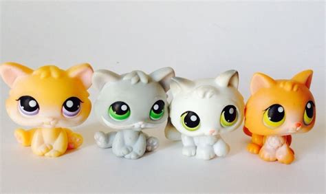littlest pet shop rare baby kitten cats white grey orange green yellow