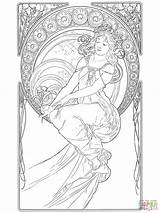 Mucha Coloring Pages Alphonse Printable Da Nouveau Painting Disegni Deco Rembrandt Colorare Line Book Adult Colouring Di Drawing Disegno Per sketch template