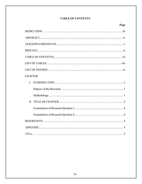 table  contents research paper   write  table