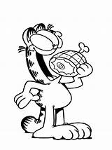 Garfield Coxa Comendo Frango Colorir Tudodesenhos sketch template