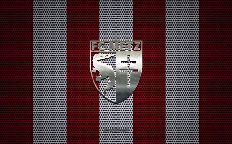 wallpapers fc metz logo french football club metal emblem red  white white metal