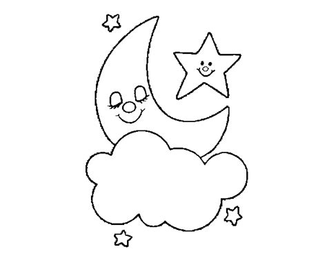 Dibujo De Luna Y Estrellas Para Colorear