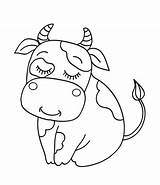 Cow Coloring Pages Moo Brown Animal Kids sketch template