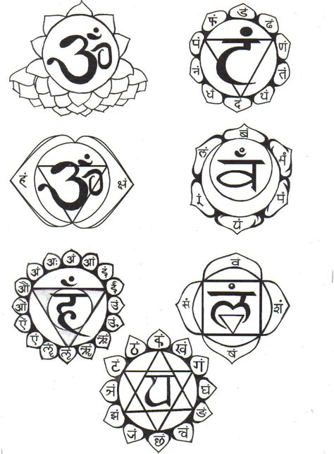 chakra symbols black  white sketch coloring page