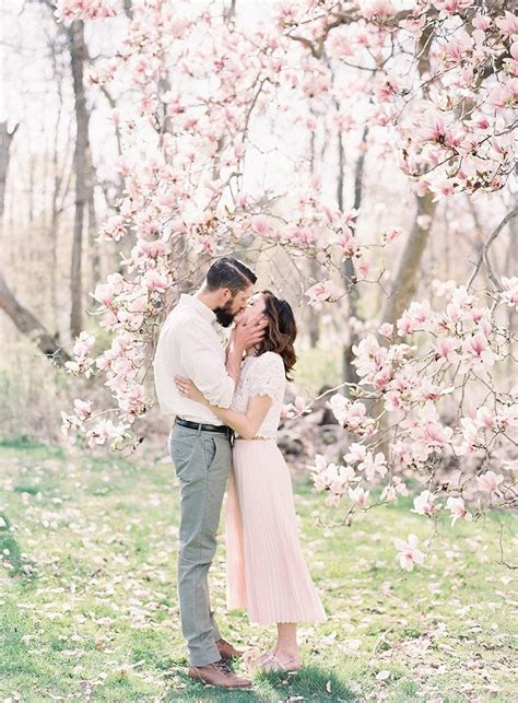 Sweet Outdoor Spring Engagement Session Once Wed