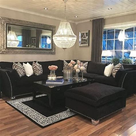 popular living room decor ideas  black sofa  erciscom