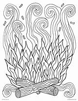 Coloring Pages Campfire Fire Printable Smoke Color Adults Nature Kids Spring Log Camp Earth sketch template