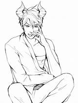 Demon Boy Lineart Deviantart Anime Male Outline Template Body Coloring Sketch Group sketch template