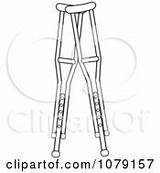Crutches Outlined Pair Medical Royalty Clipart Coloring Pages Broken Leg Posters Prints Clip sketch template
