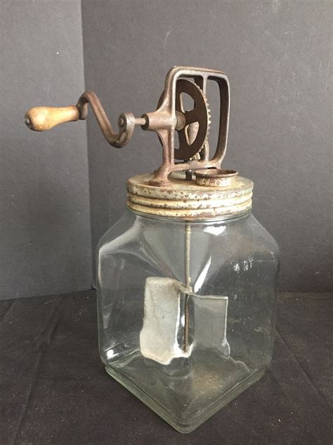 Antique Vintage Glass Jar Butter Churn With Screened Pour Etsy