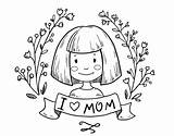 Mom Coloring Coloringcrew Mothers sketch template