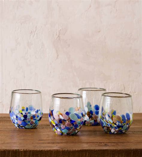 Riviera Recycled Stemless Wine Glass Set Of 4 Eligible For Shipping