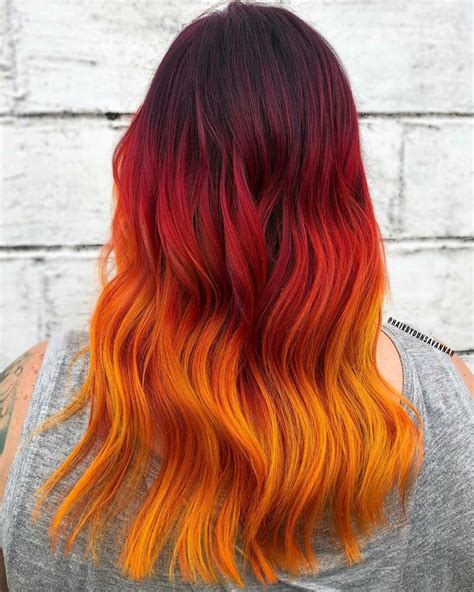 fire red ombre hair fashion style