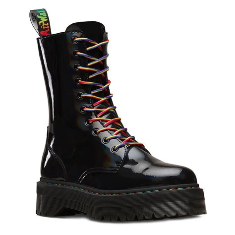 dr martens jadon  rainbow womens patent leather boots black