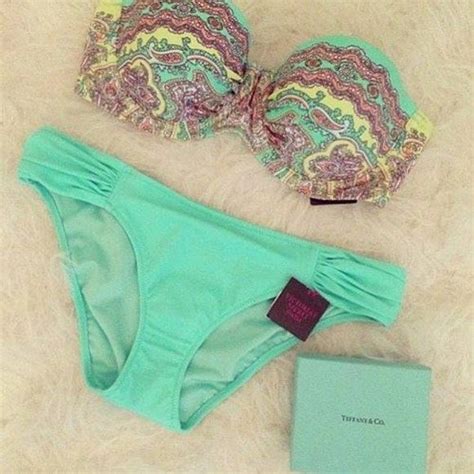 swimwear bikini victoria s secret gorgeous underwear blue summer light blue aqua yellow pink