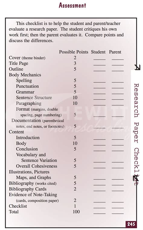 research paper checklist homeschooling education guide parents