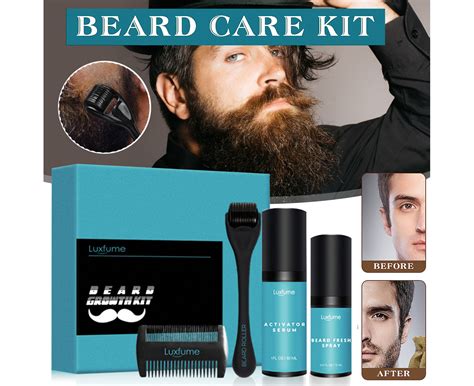 4pcs beard growth kit set facial beard styling activator serum oil