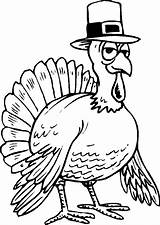 Coloring Thanksgiving Pages Turkey Hat Wearing Funny Kids Life Print sketch template