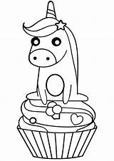 Unicorn Cupcake Sitting Coloring Printable Pages Categories sketch template